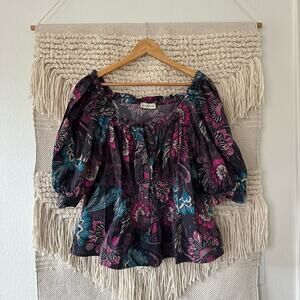 Nicholas Estee Pleated Floral Blouse